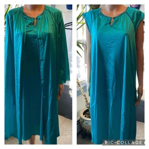 Vintage Vanity Fair 2 Pieces Set Garment Nylon Lingerie Nightgown Women Size M - Picture 2 of 11